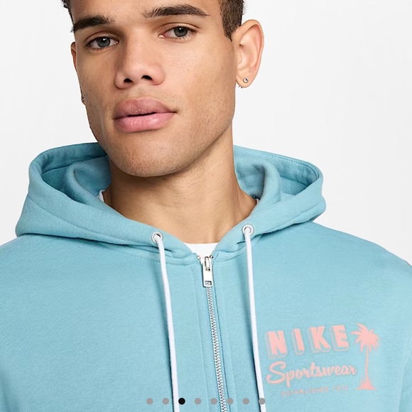 Nike Club Men's Full-Zip Fleece Hoodie (Denim Turq) Size XL NWT - Picture 4 of 7